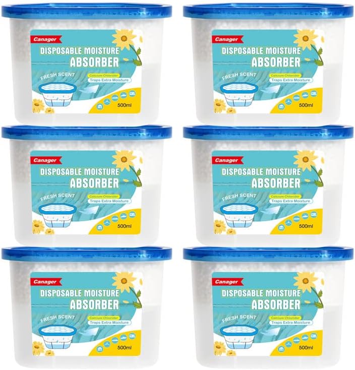 CANAGER Fresh Scent Moisture Absorber Box,Odor Eliminator and Dehumidifier Boxes for Closet,Bedroom,Kitchen,Bathroom-6 Packs,Cups - Traps Moisture for Fresher, Cleaner Air Yellow - Image 1